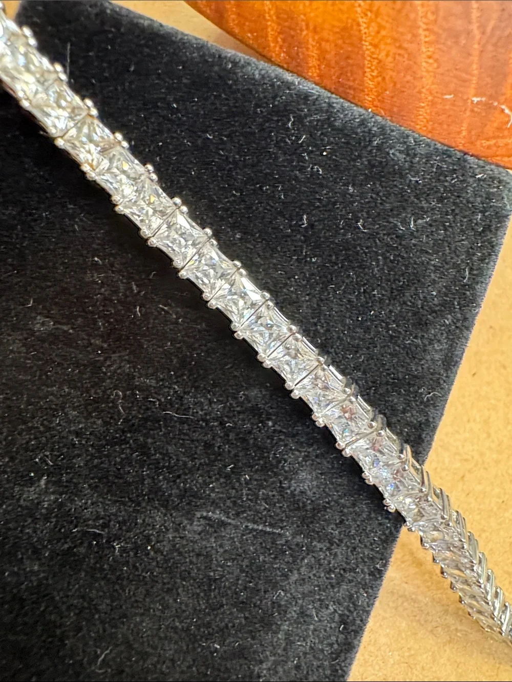 Sterling Silver Crystal Tennis Bracelet - Clear White Stones